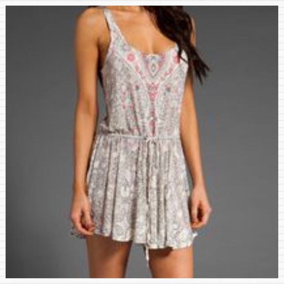 Free People Tops - Free People Gray Pink Paisley Tunic Tie Tank Small